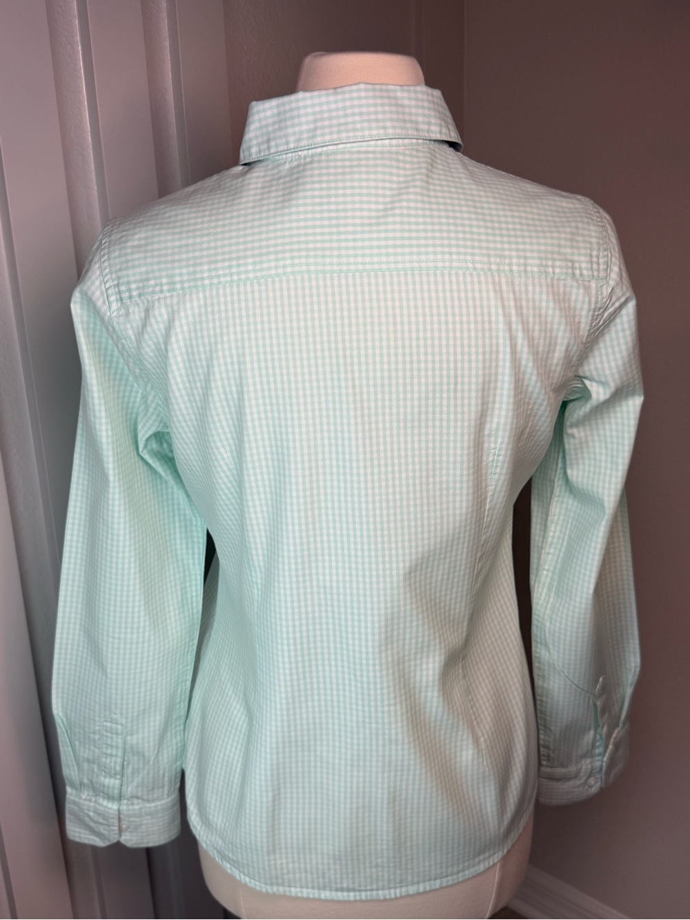 Tommy Hilfiger Mint Gingham Button Down Shirt Cotton Long Sleeve Women’s M - Picture 4 of 11